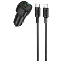 Автомобільний зарядний пристрій Borofone BZ34B Cloud PD20W+QC3.0 total 38W (1USB-A/1C) + кабель Type-C to Type-C - Black