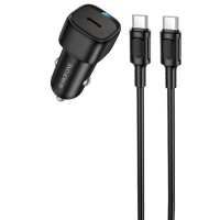 Автомобильное зарядное устройство Borofone BZ34A Cloud PD20W (1USB-C) + кабель Type-C to Type-C Black