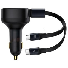 Автомобільний зарядний пристрій Baseus Enjoyment PD33W with retractable cables (2USB-C) (C00035500111) - Black