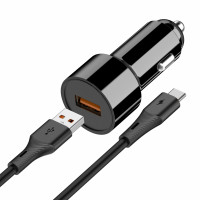 Автомобильное зарядное устройство Amaya ACC-13C QC3.0 20W (1USB-A) + кабель USB to Type-C Black