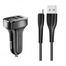 Автомобильное зарядное устройство Usams C13 2.1A Dual USB + U35 Micro USB cable (1m) - Черный