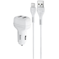 Автомобільний зарядний пристрій Hoco Z36 Leader 2.4A (2USB-A) + кабель USB to MicroUSB - Білий