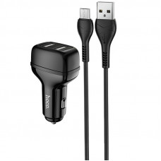 Автомобильное зарядное устройство Hoco Z36 (2USB/2.4A) + MicroUSB - Черный