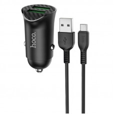 Автомобільний зарядний пристрій Hoco Z39 QC3.0 (2USB) + MicroUSB - Чорний