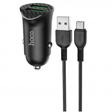 Автомобільний зарядний пристрій Hoco Z39 QC3.0 (2USB) + Type-C - Чорний