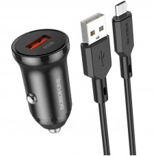 Автомобильное зарядное устройство Borofone BZ18 QC3.0 + MicroUSB - Черный