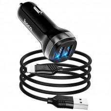 Автомобильное зарядное устройство Hoco Z40 (2USB 2.4A) + Lightning - Черный