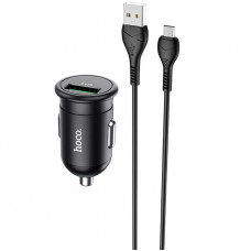 Автомобільний зарядний пристрій Hoco Z43 QC3.0 (1USB/18W) + MicroUSB - Чорний