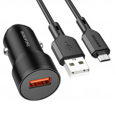 Автомобільний зарядний пристрій Borofone BZ19A QC3.0 + Micro-USB - Black