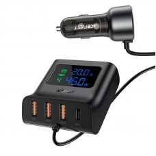 Автомобільний зарядний пристрій Acefast B11 138W Car Charger Splitter with Digital Display - Black