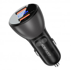 Автомобильное зарядное устройство Acefast B7 metal car charger 45W (USB-A + USB-A) with digital display - Transparent black