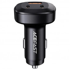 Автомобильное зарядное устройство Acefast B3 66W(USB-C+USB-C+USB-A) three-port metal car charger - Black