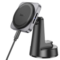 Автотримач з БЗП Hoco HW16 Speed (center console) - Black / Metal gray
