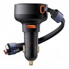 Автомобільний зарядний пристрій Baseus Enjoyment Pro Car Charger C + Retractable Type-C and Lightning 60W (C00057802111-0) - Cluster Black