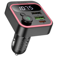 Автомобільний зарядний пристрій FM модулятор Hoco E85 Tiger PD20W+QC3.0 - Black