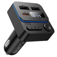 Автомобільний зарядний пристрій FM модулятор Borofone BC60 Hero 35W (2USB-A/1C) - Black