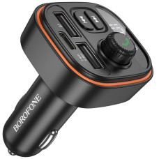 Автомобільний зарядний пристрій FM модулятор Borofone BC59 Heroic (2USB-A/1C) - Black