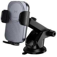 Автотримач з БЗП Borofone BH222 Leading 15W (center console) - Black / Metal gray