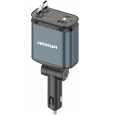 Автомобильное зарядное устройство Amaya ACC-CL11 PD57.5W+QC3.0 (1USB-A/1C) with retractable cable Type-C + Lightning - Gray