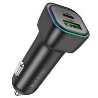Автомобильное зарядное устройство Borofone BZ28A Trophie PD30W+QC3.0 (1USB-A/1C) Black