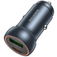 Автомобильное зарядное устройство Borofone BZ32A Fresh PD30W+QC3.0 (1USB-A/1C) - Metal gray