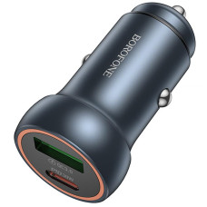 Автомобильное зарядное устройство Borofone BZ32A Fresh PD30W+QC3.0 (1USB-A/1C) - Metal gray