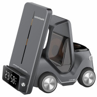 Беспроводное зарядное устройство Amaya AWC-03 5in1 15W with clock Gray