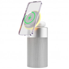 Бездротовий зарядний пристрій WIWU Wi-W022 3 in 1 Wireless Charger+Bluetooth Speaker - White