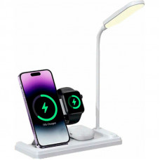 Бездротовий зарядний пристрій Usams US-CD195 15W 4in1 Wireless Charging Holder With Table Lamp - White