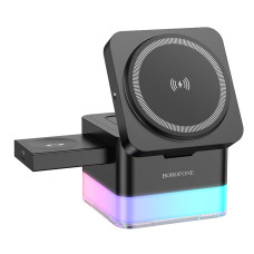 Беспроводное зарядное устройство Borofone BQ34 Square 3in1 15W - Black
