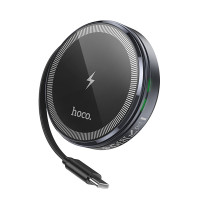 Беспроводное зарядное устройство Hoco CQ18 Flash 2in1 Magnetic + iWatch (with retractable cable Type-C) - Metal gray