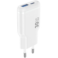 Сетевое зарядное устройство WIWU G033 Essen PD30W+QC3.0 GaN (1USB-A/1C) White