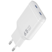 Сетевое зарядное устройство WIWU G035 Essen PD65W GaN (2USB-C) White