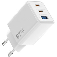 Сетевое зарядное устройство WIWU G026 Cube PD67W+QC3.0 GaN (1USB-A/2C) - White