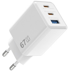 Сетевое зарядное устройство WIWU G026 Cube PD67W+QC3.0 GaN (1USB-A/2C) - White