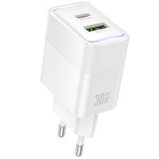 Мережевий зарядний пристрій Hoco CS112A Lounge PD30W+QC3.0 (1USB-A/1C) White