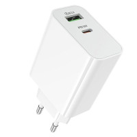 Сетевое зарядное устройство Borofone BA108A Stellar PD30W+QC3.0 (1USB-A/1C) - White