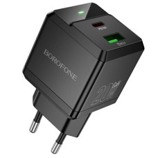 Сетевое зарядное устройство Borofone BN19 Intenso PD20W+QC3.0 (1USB-A/1C) - Black