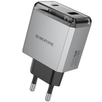 Мережевий зарядний пристрій Borofone BN20 Lena PD35W+QC3.0 (1USB-A/1C) Metal gray