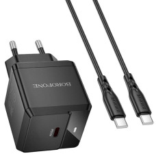 Сетевое зарядное устройство Borofone BN18 Intenso PD20W (1USB-C) + кабель Type-C to Type-C - Black