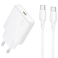 Мережевий зарядний пристрій Borofone BN23 Wish PD20W (1USB-C) + кабель Type-C to Type-C White