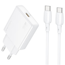 Мережевий зарядний пристрій Borofone BN23 Wish PD20W (1USB-C) + кабель Type-C to Type-C - White