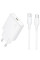Сетевое зарядное устройство Borofone BN23 Wish PD20W (1USB-C) + кабель Type-C to Type-C - White - фото