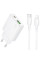 Сетевое зарядное устройство Borofone BN25 Wish PD30W+QC3.0 (1USB-A/1C) + кабель Type-C to Lightning - White - фото