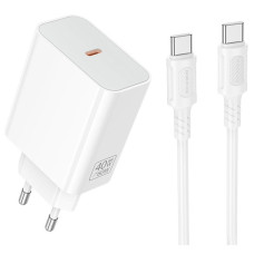 Сетевое зарядное устройство Borofone BA109A Star PD40W (1USB-C) + кабель Type-C to Type-C - White