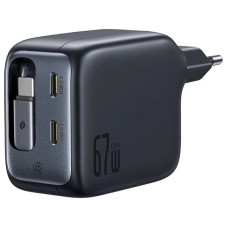 Сетевое зарядное устройство Baseus EnerCore CJ11 PD67W with retractable cable (3USB-C) (E0121E) - Cosmic Black
