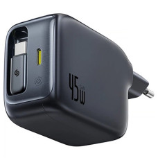 Сетевое зарядное устройство Baseus EnerCore CJ11 PD45W with retractable cable (2USB-C) (E0120G) - Cosmic Black