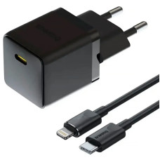 Сетевое зарядное устройство Baseus Palm Fast Charger 20W (1USB-C) + кабель Type-C to Lightning (E01164) - Cluster Black