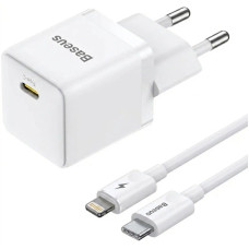 Сетевое зарядное устройство Baseus Palm Fast Charger 20W (1USB-C) + кабель Type-C to Lightning (E01164) - Moon White