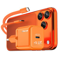 Мережевий зарядний пристрій Amaya E450S PD45W GaN (1USB-C) + кабель Type-C to Type-C Orange